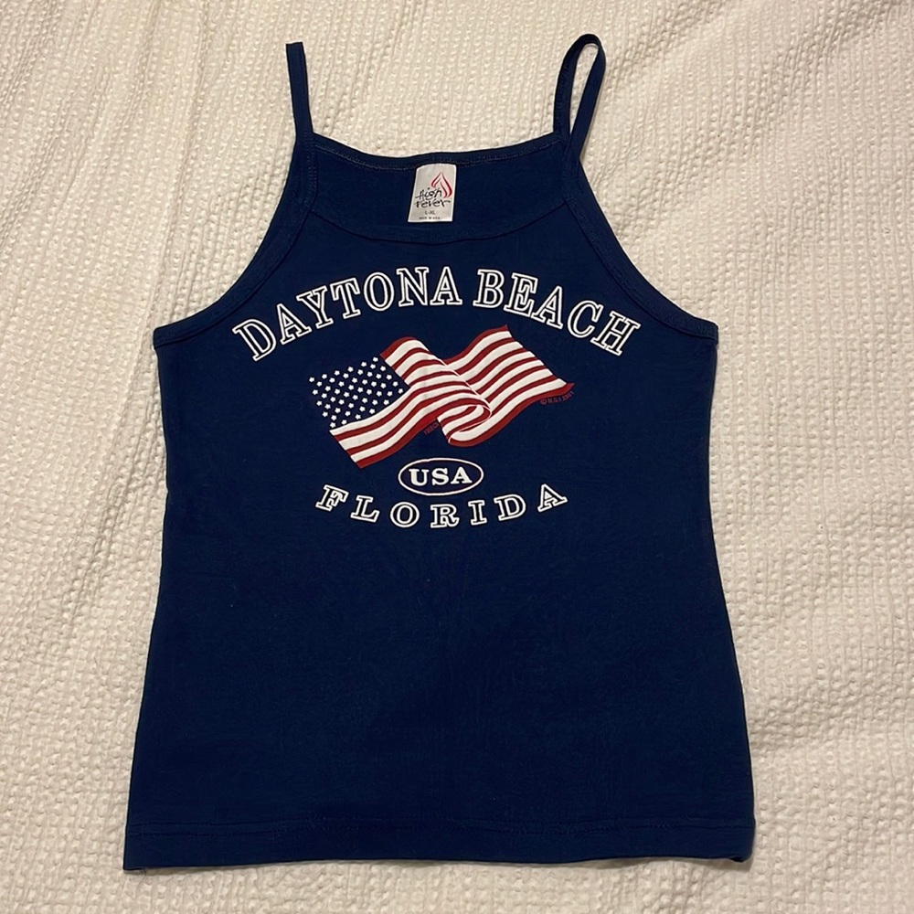 Vintage 90s Y2K American Flag Daytona Tank